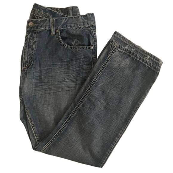 Request Jeans Mens Blue Straight Leg Wide Leg Premium Rancher Jeans 38x32 - Picture 1 of 7